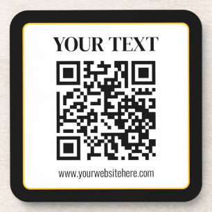 Geschäfts-QR-Code mit oberem und unterem Text, Sch Getränkeuntersetzer