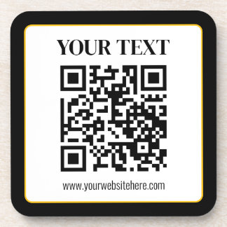 Geschäfts-QR-Code mit oberem und unterem Text, Sch Getränkeuntersetzer