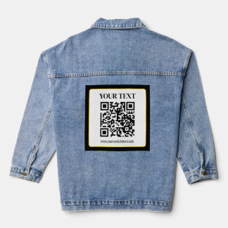 Geschäfts-QR-Code mit oberem und unterem Text, Sch Jeansjacke
