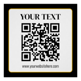 Geschäfts-QR-Code mit oberem und unterem Text, Sch Poster