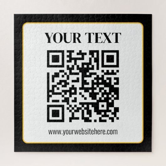 Geschäfts-QR-Code mit oberem und unterem Text, Sch Puzzle (Vertikal)