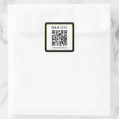 Geschäfts-QR-Code mit oberem und unterem Text, Sch Quadratischer Aufkleber (Tasche)