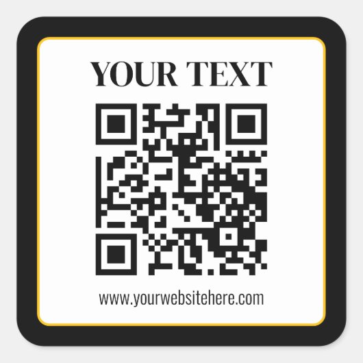 Geschäfts-QR-Code mit oberem und unterem Text, Sch Quadratischer Aufkleber (Vorderseite)