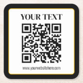 Geschäfts-QR-Code mit oberem und unterem Text, Sch Rechteckiger Pappuntersetzer (Vorderseite)