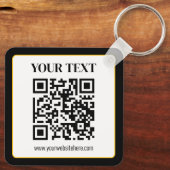 Geschäfts-QR-Code mit oberem und unterem Text, Sch Schlüsselanhänger (Rückseite)