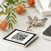 Geschäfts-QR-Code mit oberem und unterem Text, Sch Schlüsselanhänger (Seite)
