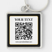 Geschäfts-QR-Code mit oberem und unterem Text, Sch Schlüsselanhänger (Vorne)