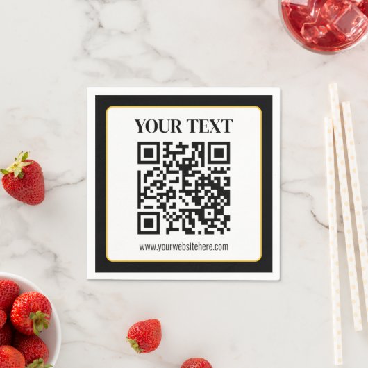 Geschäfts-QR-Code mit oberem und unterem Text, Sch Serviette (Beispiel)