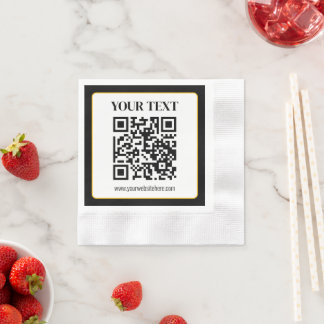 Geschäfts-QR-Code mit oberem und unterem Text, Sch Serviette