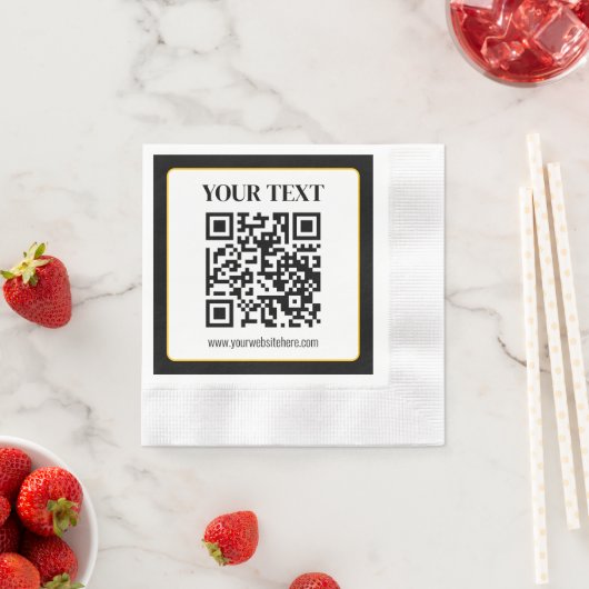 Geschäfts-QR-Code mit oberem und unterem Text, Sch Serviette (Beispiel)
