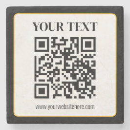 Geschäfts-QR-Code mit oberem und unterem Text, Sch Steinuntersetzer