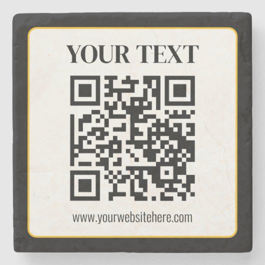 Geschäfts-QR-Code mit oberem und unterem Text, Sch Steinuntersetzer (Vorderseite)