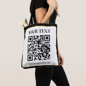 Geschäfts-QR-Code mit oberem und unterem Text, Sch Tasche (Von Nahem)