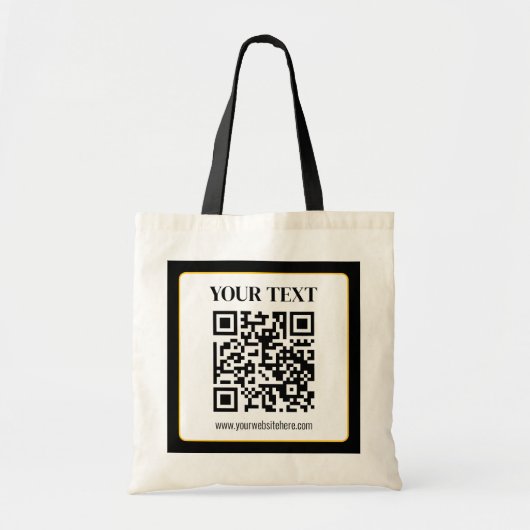 Geschäfts-QR-Code mit oberem und unterem Text, Sch Tragetasche (Vorne)