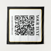 Geschäfts-QR-Code mit oberem und unterem Text, Sch Wandteppich (Vorderseite (Horizontal))