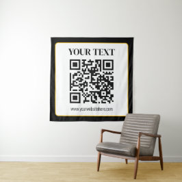 Geschäfts-QR-Code mit oberem und unterem Text, Sch Wandteppich