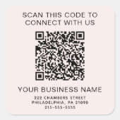 Geschäfts-QR-Code Rosa Quadratischer Aufkleber (Vorderseite)
