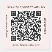 Geschäfts-QR-Code Rosa Quadratischer Aufkleber (Vorderseite)