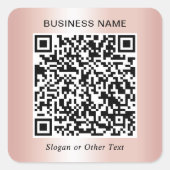 Geschäfts-QR-Code Roségold Quadratischer Aufkleber (Vorderseite)