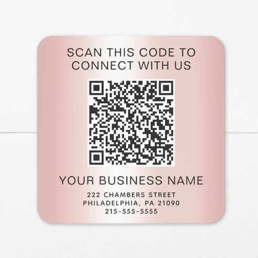 Geschäfts-QR-Code Roségold Quadratischer Aufkleber
