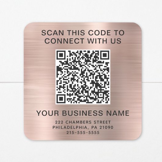 Geschäfts-QR-Code Roségold Quadratischer Aufkleber