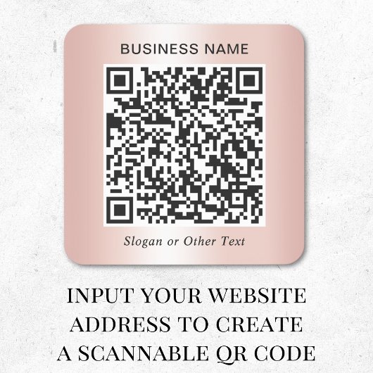 Geschäfts-QR-Code Roségold Quadratischer Aufkleber