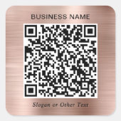 Geschäfts-QR-Code Roségold Quadratischer Aufkleber (Vorderseite)