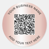 Geschäfts-QR-Code Roségold Runder Aufkleber (Vorderseite)