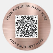 Geschäfts-QR-Code Roségold Runder Aufkleber (Vorderseite)