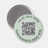 Geschäfts-QR-Code Sage Green Werbeartikel Magnet (Vorderseite/Rückseite)