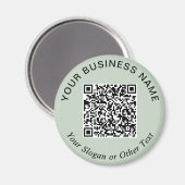 Geschäfts-QR-Code Sage Green Werbeartikel Magnet (Vorderseite/Rückseite)