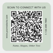 Geschäfts-QR-Code Sage Grün Quadratischer Aufkleber (Vorderseite)