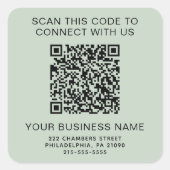 Geschäfts-QR-Code Sage Grün Quadratischer Aufkleber (Vorderseite)