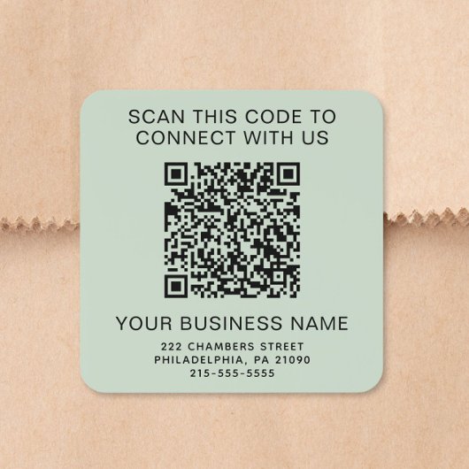 Geschäfts-QR-Code Sage Grün Quadratischer Aufkleber