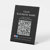 Geschäfts-QR-Code-Scan zum Verbinden Schwarz Sockelschild (Vorderseite)