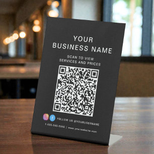 Geschäfts-QR-Code-Scan zum Verbinden Schwarz Sockelschild