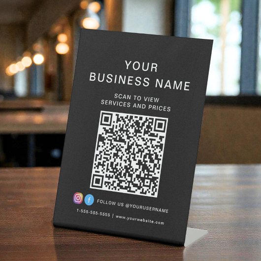 Geschäfts-QR-Code-Scan zum Verbinden Schwarz Sockelschild