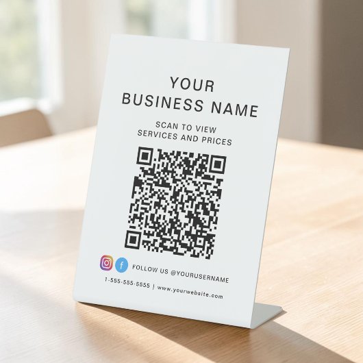 Geschäfts-QR-Code-Scan zum Verbinden Sockelschild