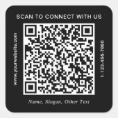 Geschäfts-QR-Code Schwarz Quadratischer Aufkleber (Vorderseite)