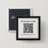 Geschäfts-QR-Code | Schwarz & Weiß Button (Vorne & Hinten)