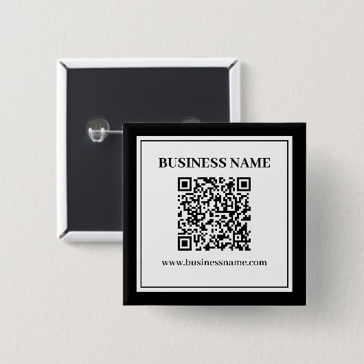Geschäfts-QR-Code | Schwarz & Weiß Button (Vorne & Hinten)