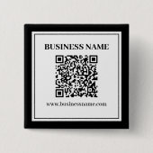 Geschäfts-QR-Code | Schwarz & Weiß Button (Vorderseite)