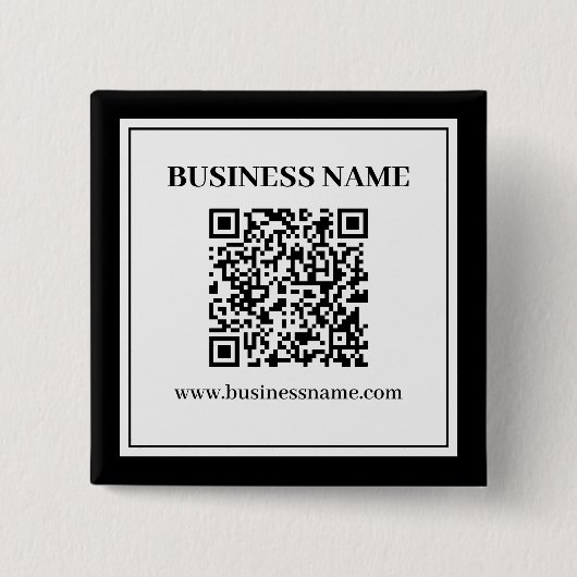 Geschäfts-QR-Code | Schwarz & Weiß Button (Vorderseite)
