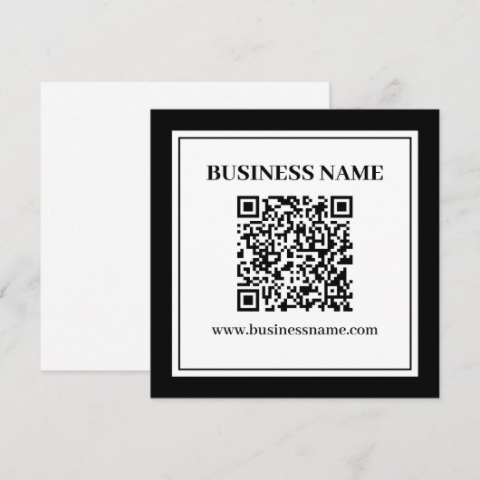 Geschäfts-QR-Code | Schwarz & Weiß Mitteilungskarte (Vorne/Hinten)