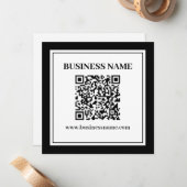 Geschäfts-QR-Code | Schwarz & Weiß Mitteilungskarte (Vorderseite/Rückseite Beispiel)