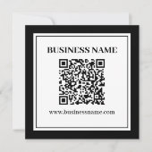 Geschäfts-QR-Code | Schwarz & Weiß Mitteilungskarte (Vorderseite)