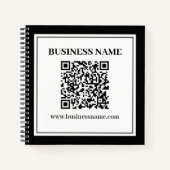Geschäfts-QR-Code | Schwarz & Weiß Notizblock (Vorderseite)
