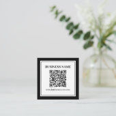 Geschäfts-QR-Code | Schwarz & Weiß Quadratische Visitenkarte (Stehend Vorderseite)