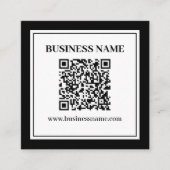 Geschäfts-QR-Code | Schwarz & Weiß Quadratische Visitenkarte (Vorderseite)