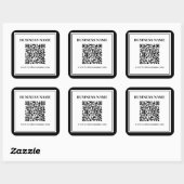 Geschäfts-QR-Code | Schwarz & Weiß Quadratischer Aufkleber (Blatt)